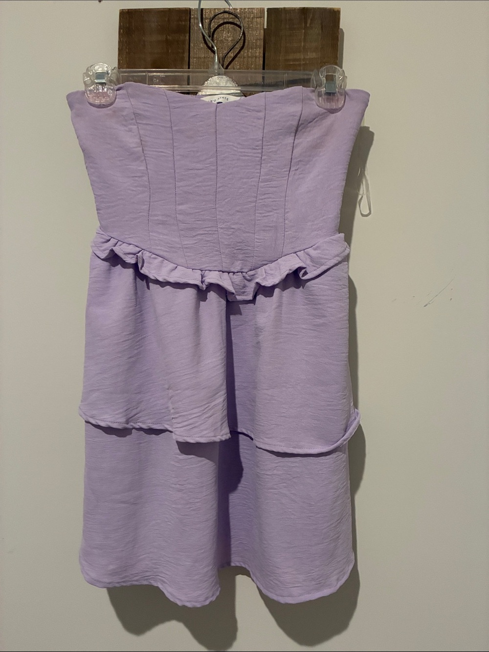 Altar'd State Lilac Strapless Ruffled Tiered Dress
